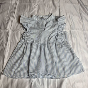 Women's LaRoque Blue White Striped Ruffle Blouse L